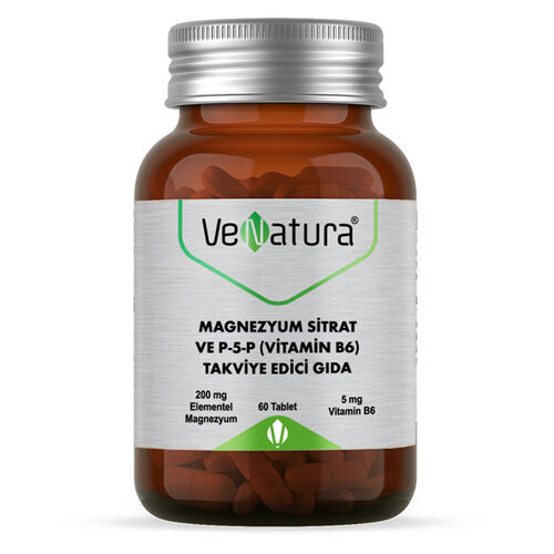 VeNatura - VeNatura Magnezyum Sitrat ve P-5-P (Vitamin B6) Takviye Edici Gıda 60 Tablet