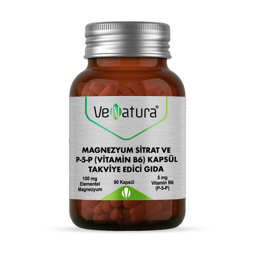 VeNatura - VeNatura Magnezyum Sitrat ve P5P (Vitamin B6) 90 Kapsül