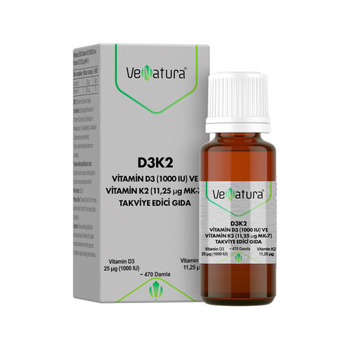 VeNatura - VeNatura Vitamin D3 Ve Menaquinon 7 (11,25 mcg) Takviye Edici Gıda 20 ml