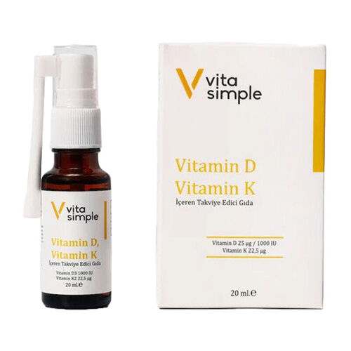Vita Simple - Vita Simple D3 K2 - Vitamin D ve K İçeren Takviye Edici Gıda 20 ml