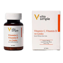 Vita Simple - Vita Simple Vitamin C , D ve Çinko İçeren Takviye Edici Gıda 60 Tablet