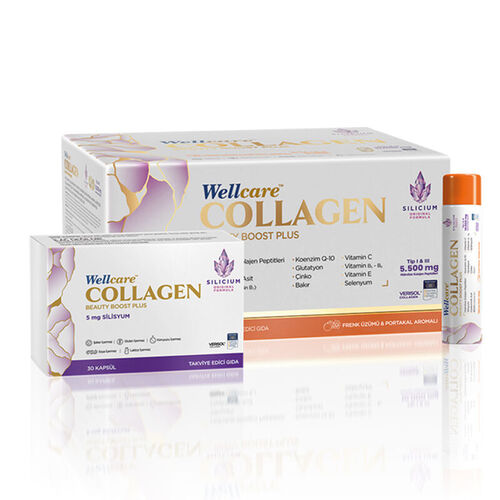 Wellcare - Wellcare Collagen Beauty Boost 5.500 mg 30 Tüp ve 30 Kapsül (Frenk Üzümü ve Portakal Aromalı)
