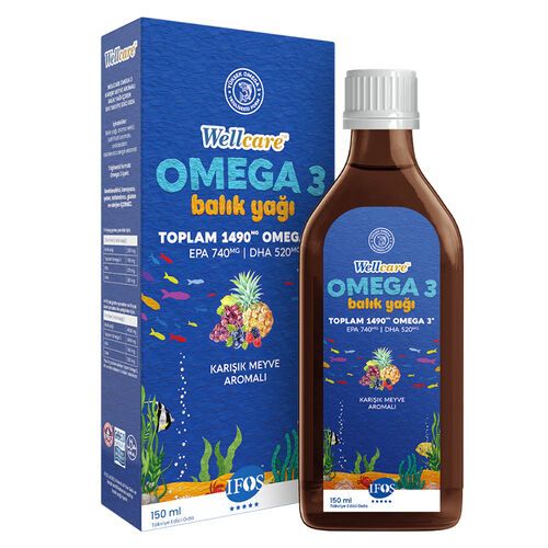 Wellcare - Wellcare Omega 3 Doğal Karışık Meyve Aromalı Balık Yağı 150 ml