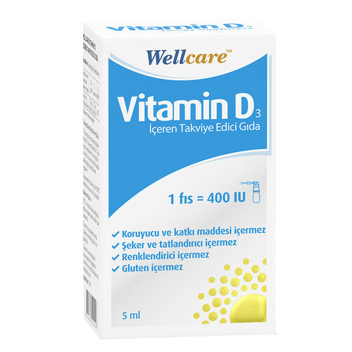 Wellcare - Wellcare Vitamin D3 İçeren Diyet Takviyesi 5 ml 1 Fıs 400 IU
